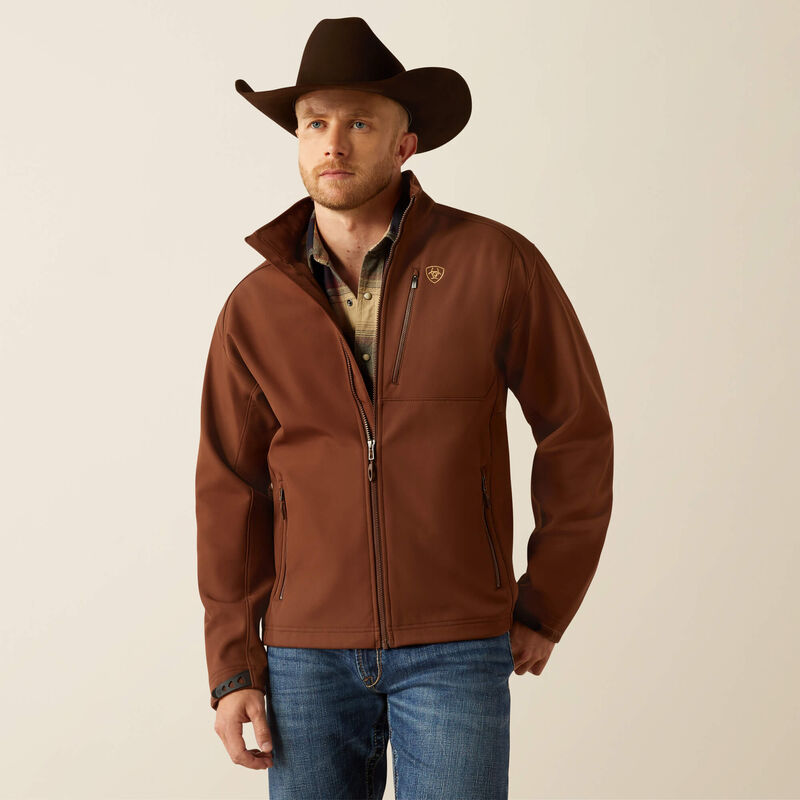 Men's Ariat Logo 2.0 softshell jacket in Potting Soil.