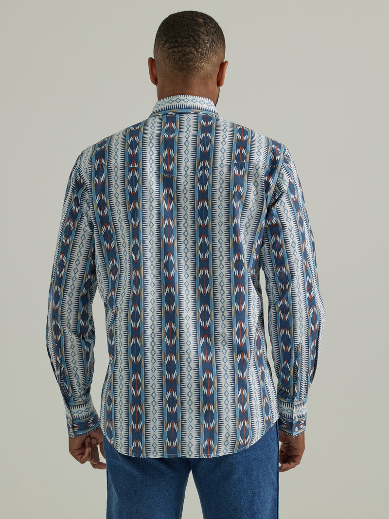 Men's Wrangler 112330351 Classic Fit Checotah Long Sleeve Western Snap Printed Shirt