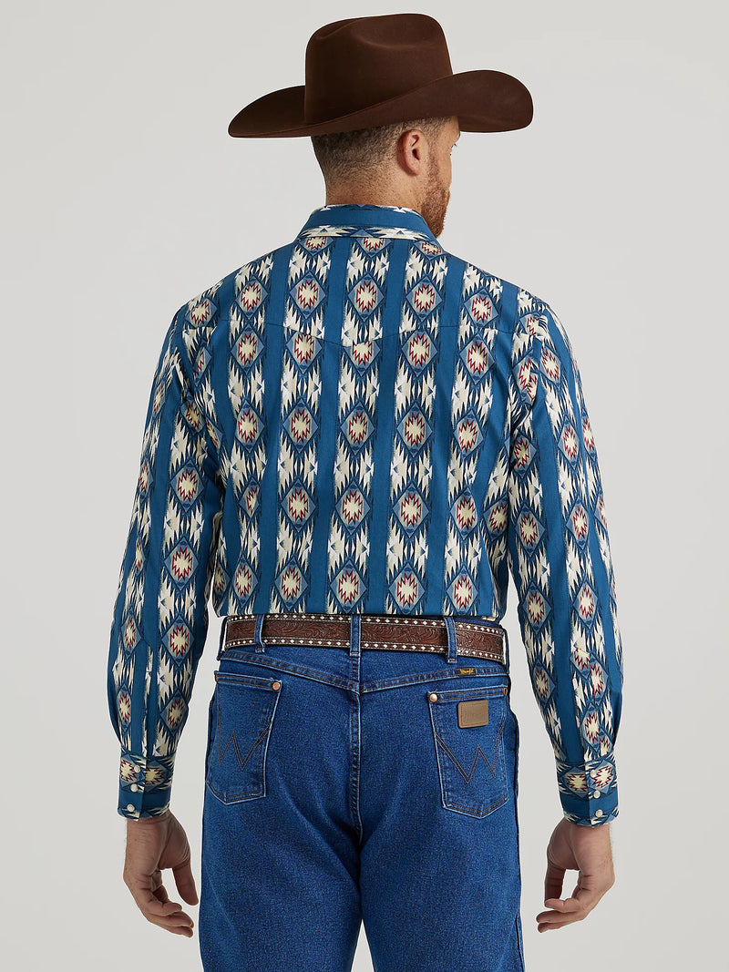 Men's Wrangler 112344419 Classic Fit Checotah® Western Long Sleeve Printed Shirtd