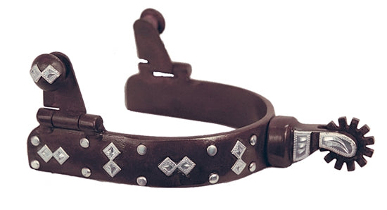 Men's American Heritage Equine Antique Brown Spur With German Silver Diamond Motif