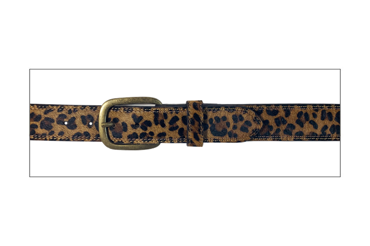 Cowgirls Rock 9642300 Brown 1 1/2" Hair-On Leopard Print Leather Belt