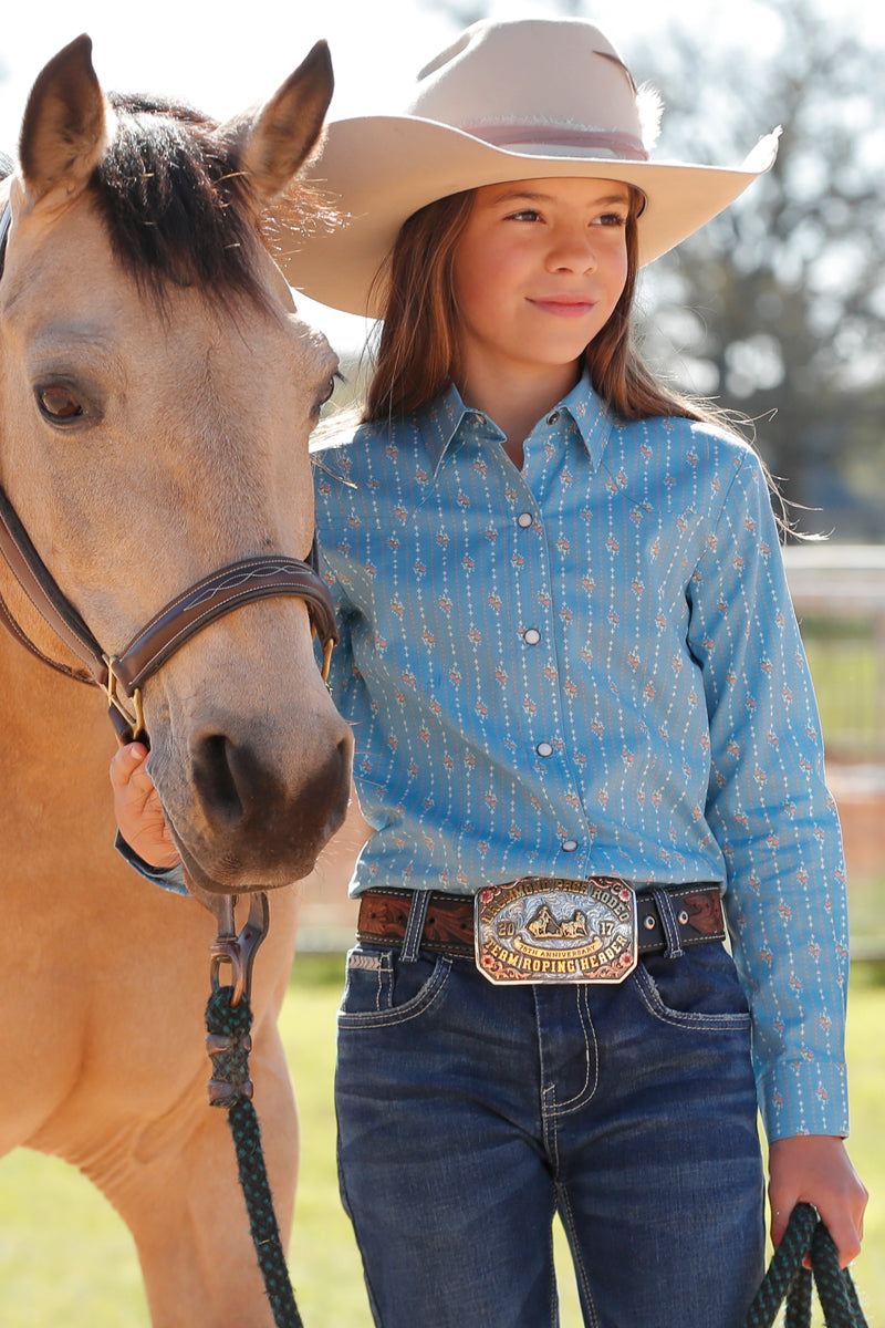 Coral Metallic Striped Button-Up Shirt for Girls | Cruel Girl main image 0