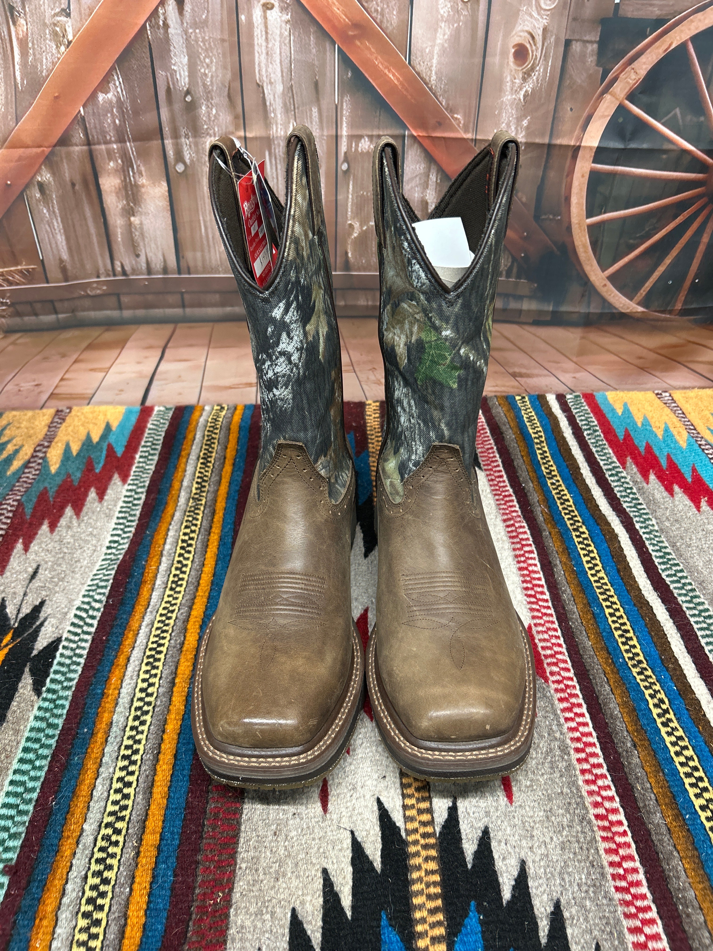 Men’s Double H Boot Carlos Camo Top Wide Square Toe Boot CLOSEOUT