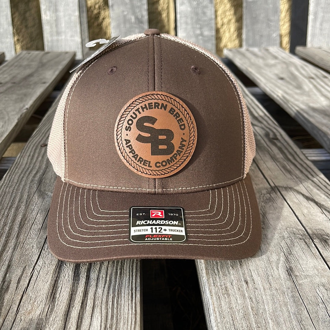 Southern Bred Apparel Company Caramel Leather Logo Patch Richardson 112PL R-Flex Caps (2 Colors)