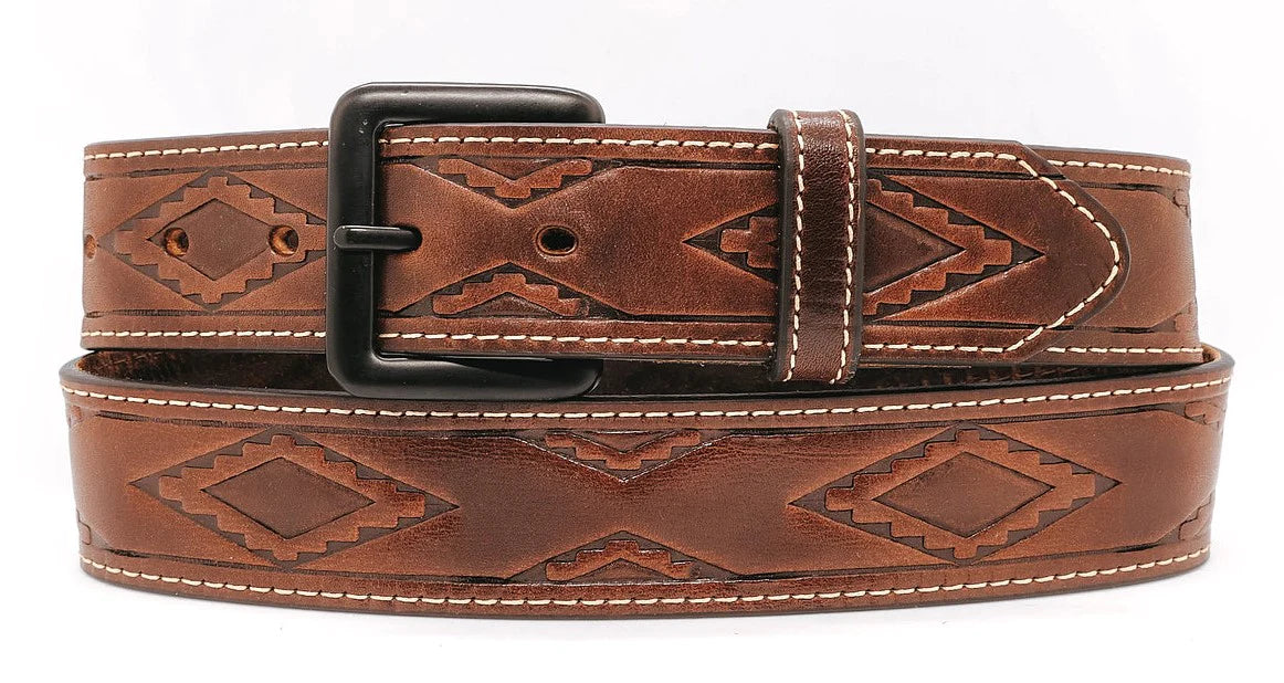 Heritage Leather 2282 Dark Brown Southwest Stitched Belt