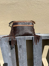 Top Notch Accessories 3064BR Brown Cowhide Small Crossbody with Fringe