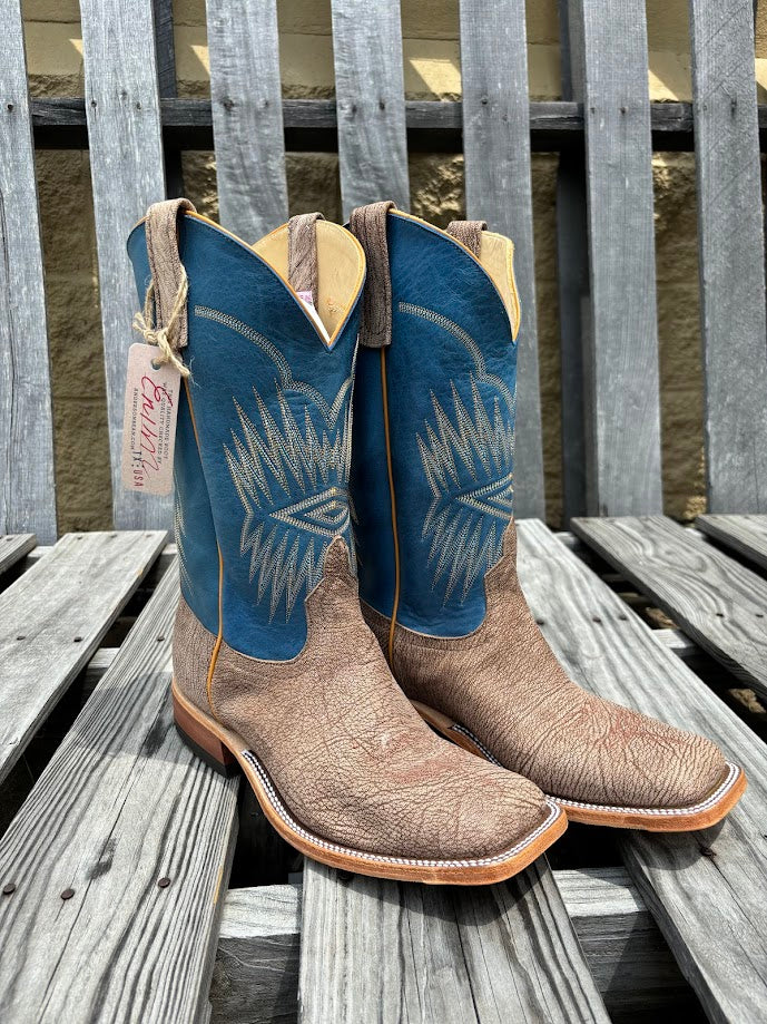 Men's Anderson Bean 12 Inch Shaft Tan Amazon Poseidon Goat Wide Square Toe Boots