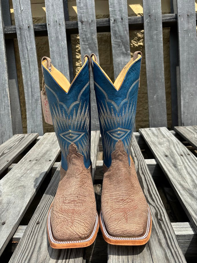 Men's Anderson Bean 12 Inch Shaft Tan Amazon Poseidon Goat Wide Square Toe Boots