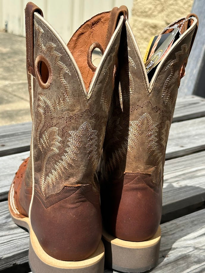 Dan Post DP6058 Men's 11" Martel Bay Full Quill Ostrich With Brown Saddle Square Toe Boots *Closeout*