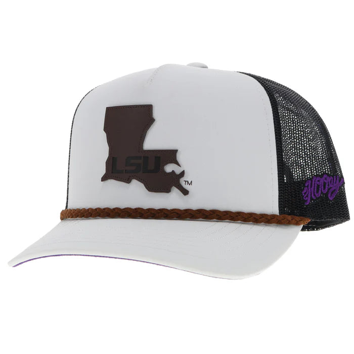 Hooey 7285T-WHBK Louisiana State University White & Black Trucker Cap with Brown LSU Patch