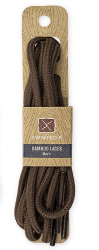A single pair of brown laces on a cardboard holder with Twisted X branding.