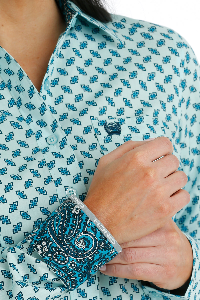 Women's Cinch MSW9164215 Light Blue Button Down Western Shirt