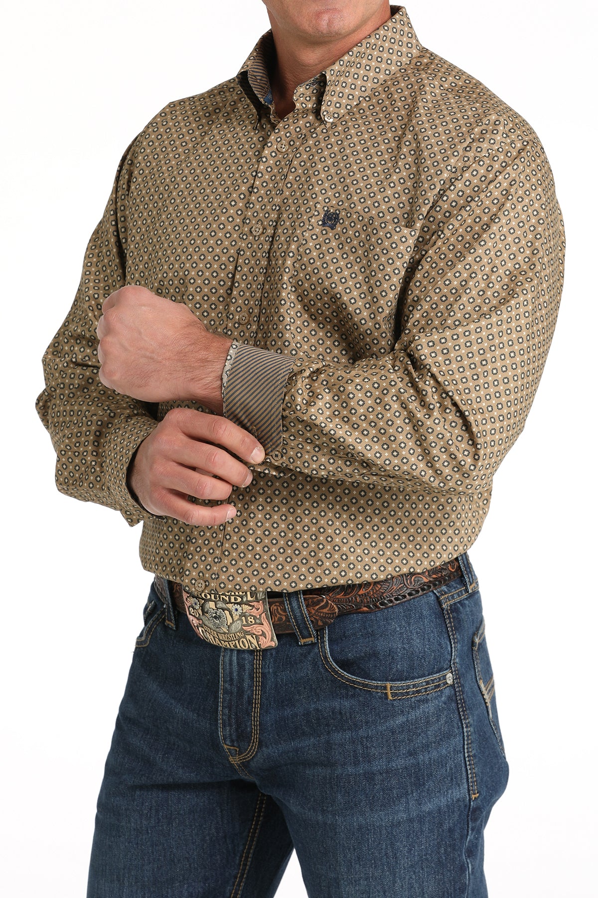Men's Cinch Brown Multi Print Button Down Long Sleeve Shirt *CLOSEOUT*