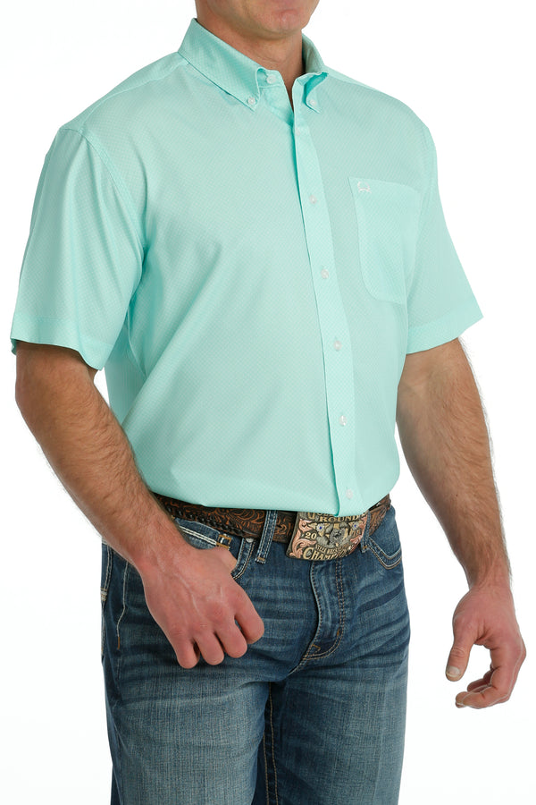 Men's Cinch MTW1704129 Short Sleeve ArenaFlex Button Down Shirt Mint