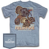 Fieldstone Blue Comfort Color short sleeve pocket t-shirt with 4 turkey graphic print