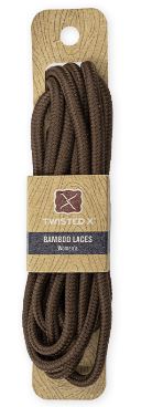 A single pair of brown laces on a cardboard holder with Twisted X branding.