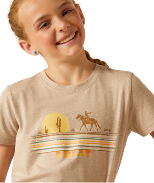 ARIAT 10048592 Girls Cowgirl Desert T-Shirt Oatmeal Heather