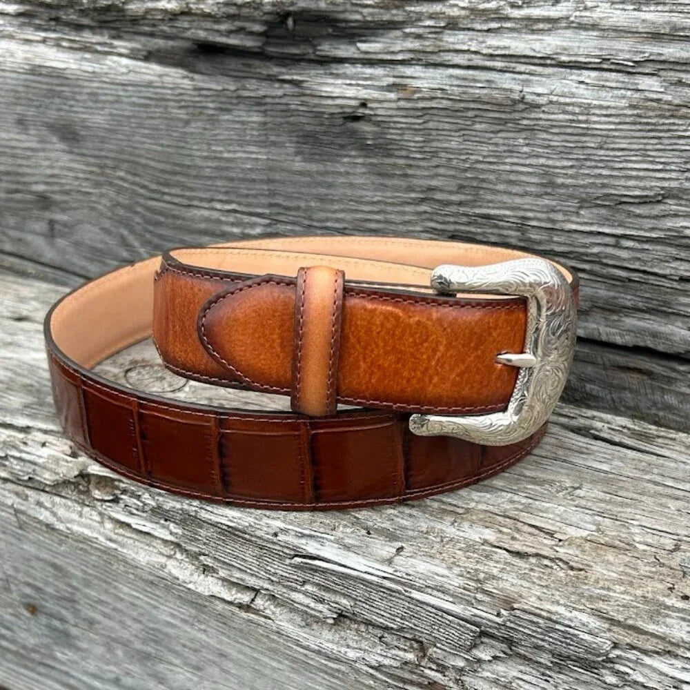 Men's Tony Lama C42534 Tan Caiman Print The Georgetown Belt *Closeout*