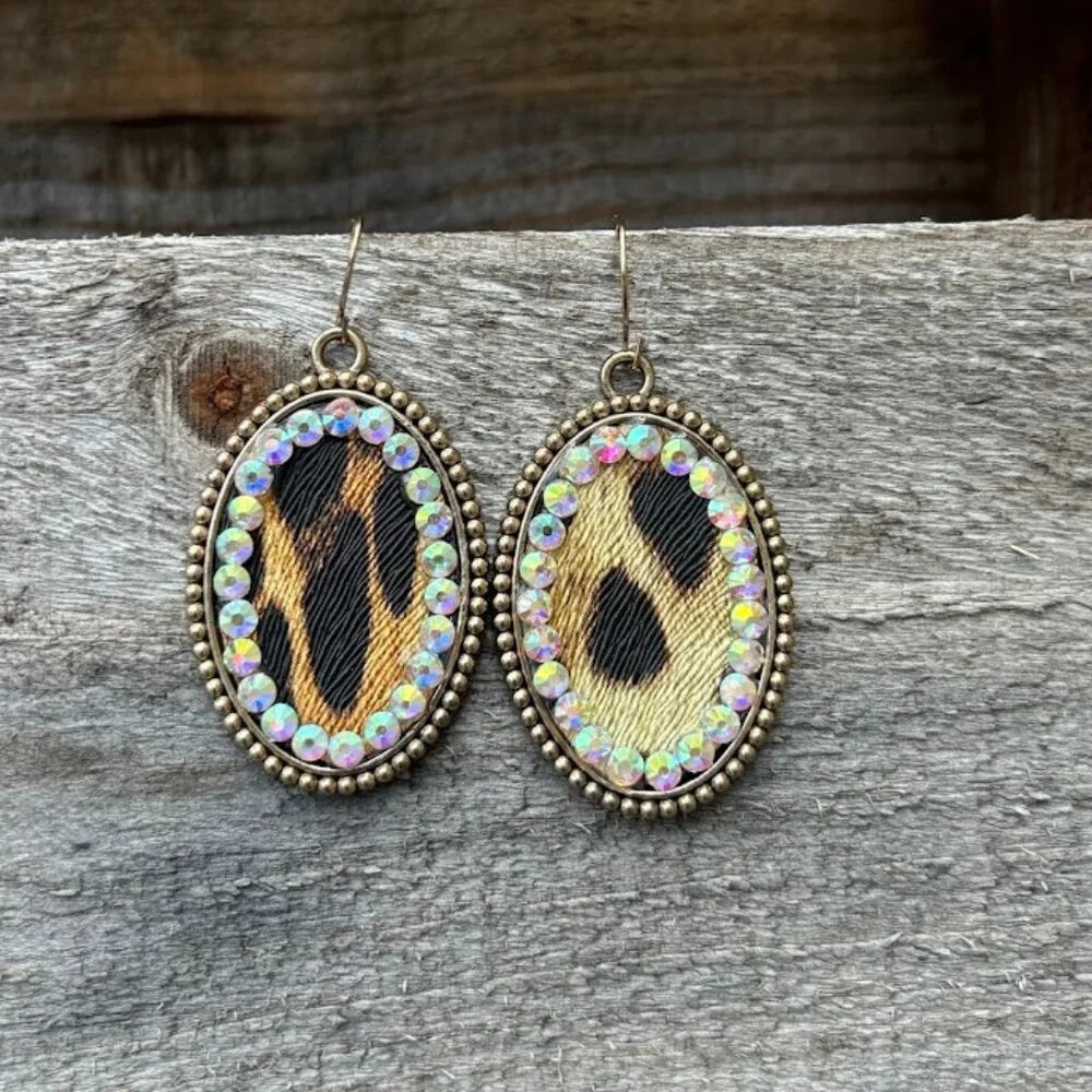 Animal Print Earring w/Crystal Accent ERZ190525-24