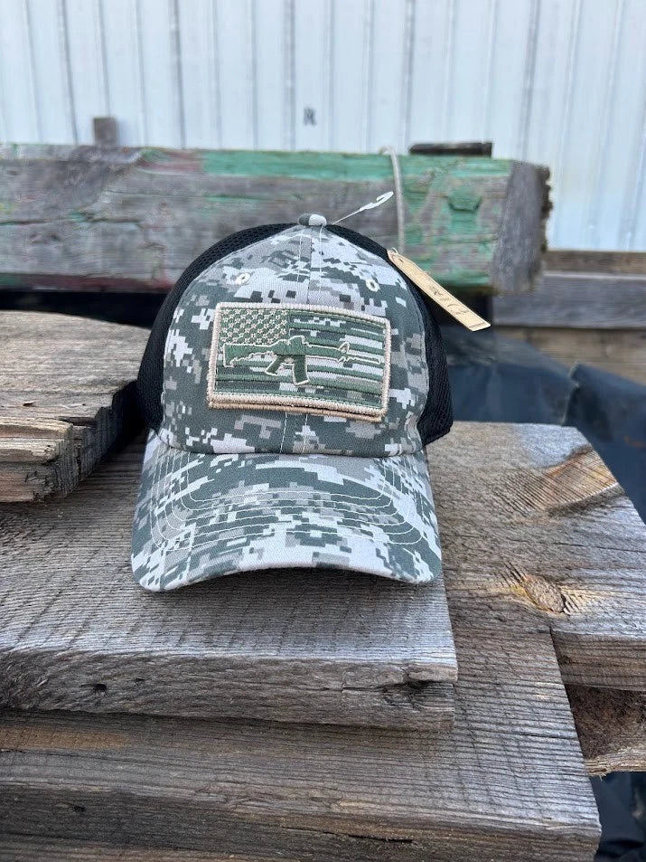 Digi Camo Ball Cap with Removable Gun Flag Patch