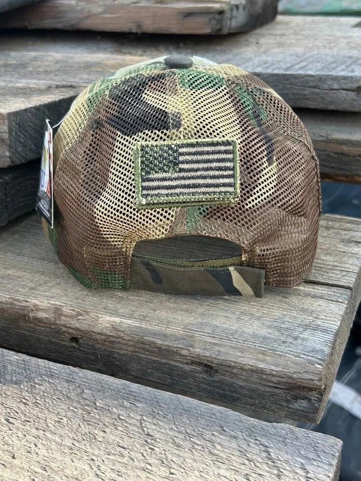 Hat Republic Camo Mesh Back Cap with American Flag Patch