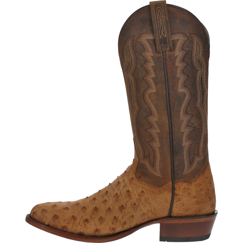 Dan Post DP3077 13" Gehrig Antique Saddle Tan Full Quill Ostrich R Toe Boot (SHOP IN-STORE TOO)