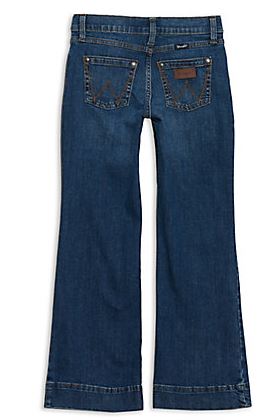 Girl's Wrangler 1009GWWDI Darci Medium Wash Wide Leg Trouser Jean (4-14)