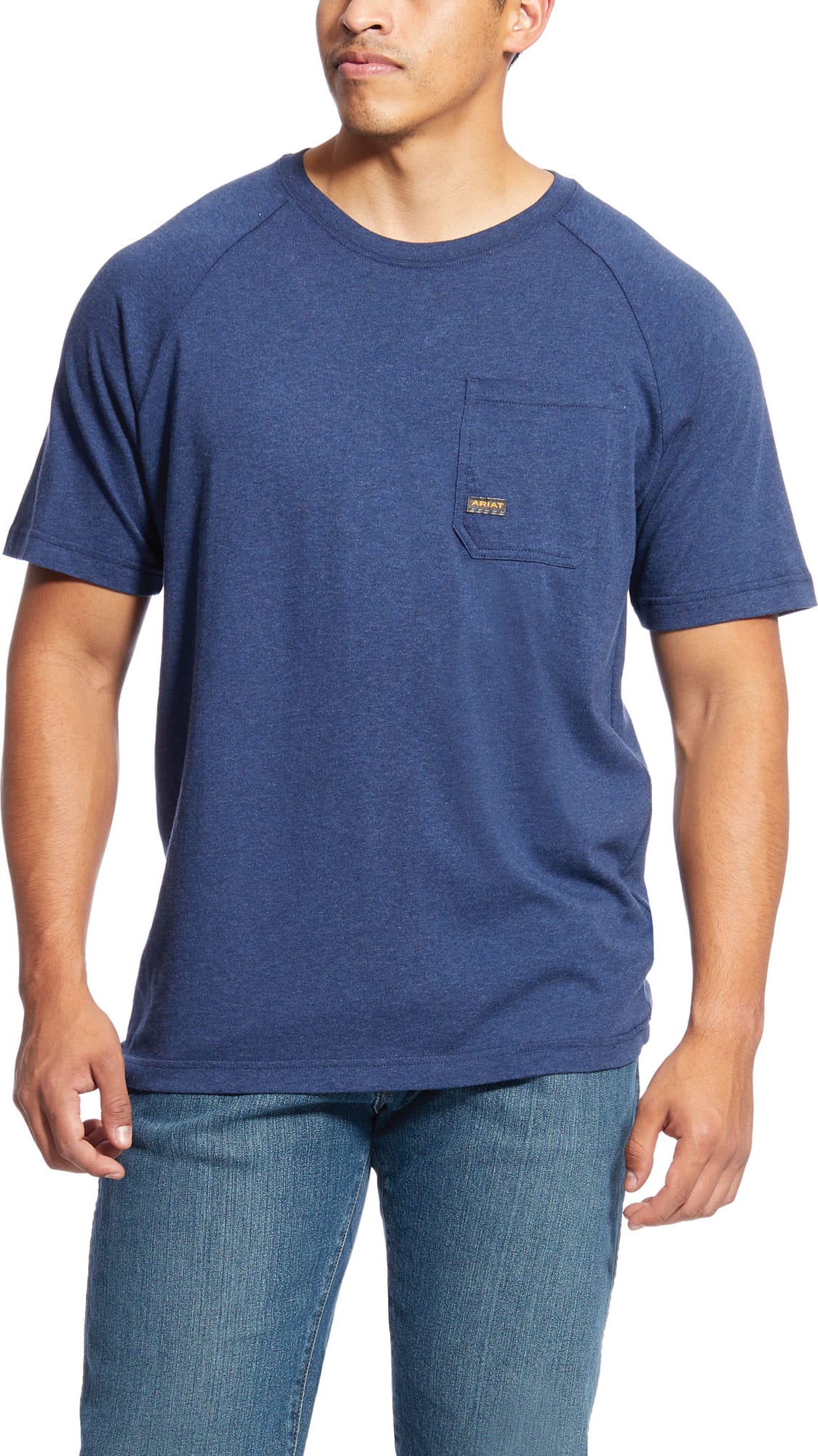 Men's Ariat Rebar work T-Shirt in Navy Heather.