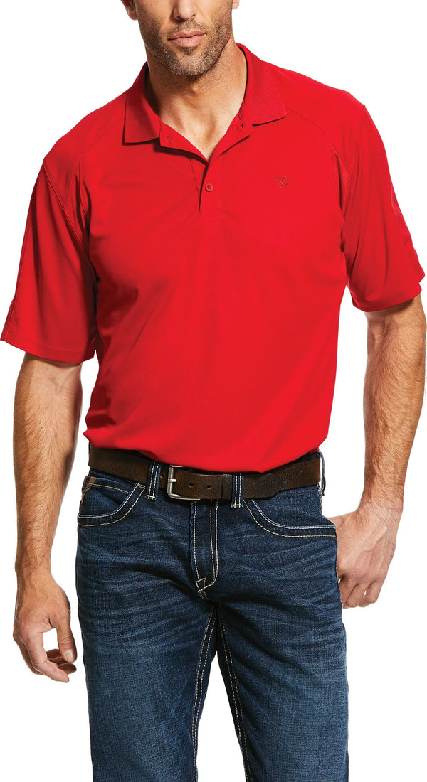 Ariat 10030793 Men's Red Flag AC Short Sleeve Polo Shirt *Closeout*