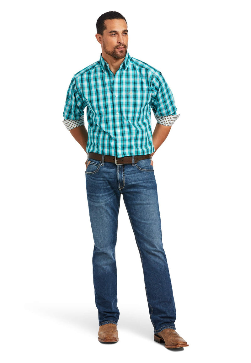 Men's Ariat 10039272 Blue Hank Wrinkle Free Classic Fit Long Sleeve Shirt