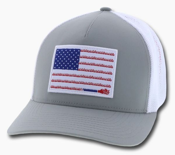 Hooey 1906-GYWH "Liberty Rope" American Flag Grey/White Flex Fit Snap Back Cap