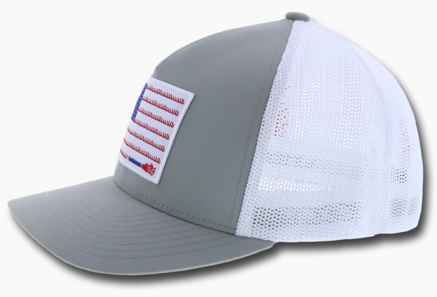 Hooey 1906-GYWH "Liberty Rope" American Flag Grey and White Flex Fit Snapback Cap