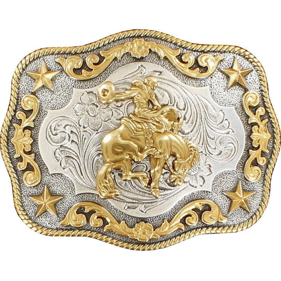Nocona Men's Antique Silver\Antique Gold Bronc Rider Belt Buckle