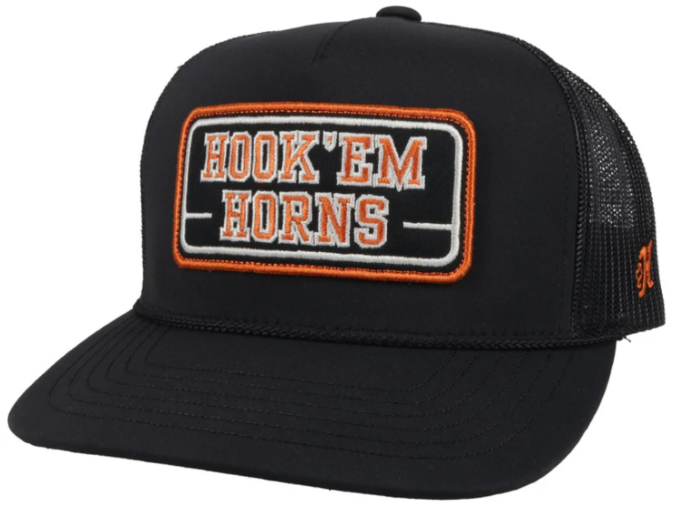 Hooey "7092T-BK" University of Texas Hook 'Em Horns Patch Black Snap Back Cap