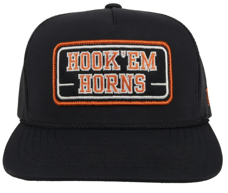 Hooey "7092T-BK" University of Texas Hook 'Em Horns Patch Black Snap Back Cap