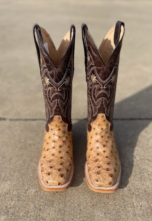 Women's Cowtown 12" Oryx Full Quill Ostrich Print Wide Square Toe Boot
