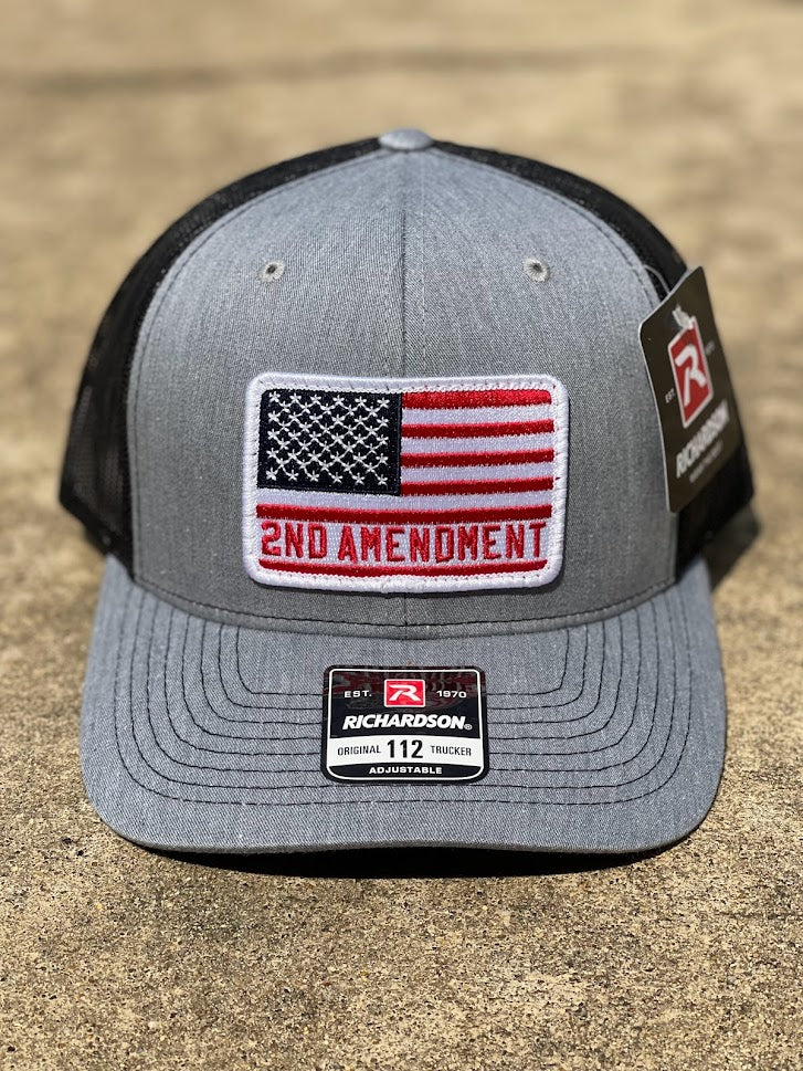 Dally Up 422 Heather & Black Richardson 112 Cap With 2nd Amendment American Flag Patch *CLOSEOUT*