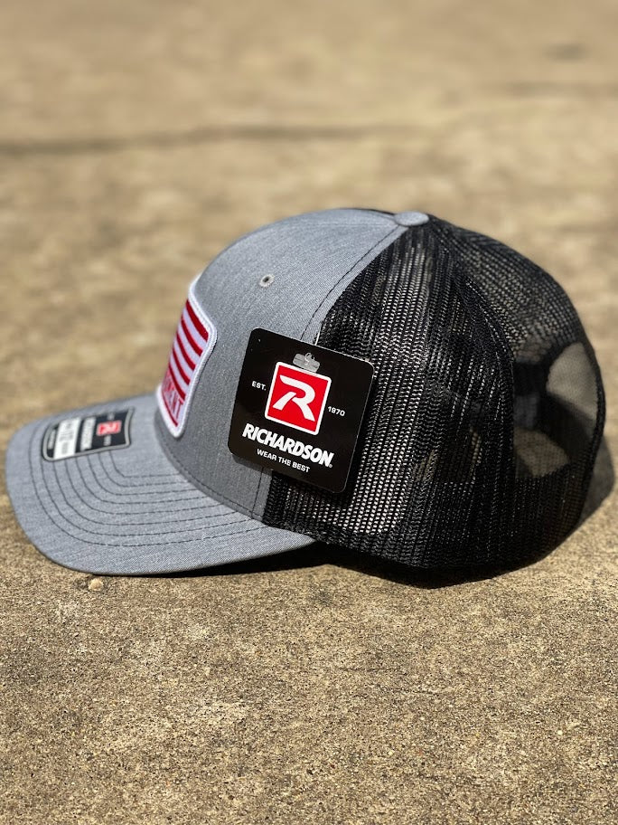 Dally Up 422 Heather & Black Richardson 112 Cap With 2nd Amendment American Flag Patch *CLOSEOUT*