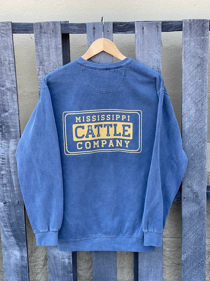 Mississippi Cattle Company Denim Comfort Colors Crew Neck Sweatshirt *Closeout*