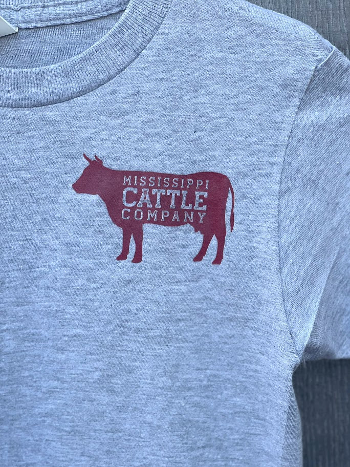 Youth YTHMSCATTLESS-5 Mississippi Cattle Company Sport Grey Short Sleeve T-Shirt