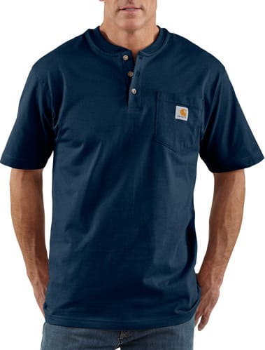 Carhartt K84-NVY Navy Workwear Short Sleeve Henley Pocket T-Shirt
