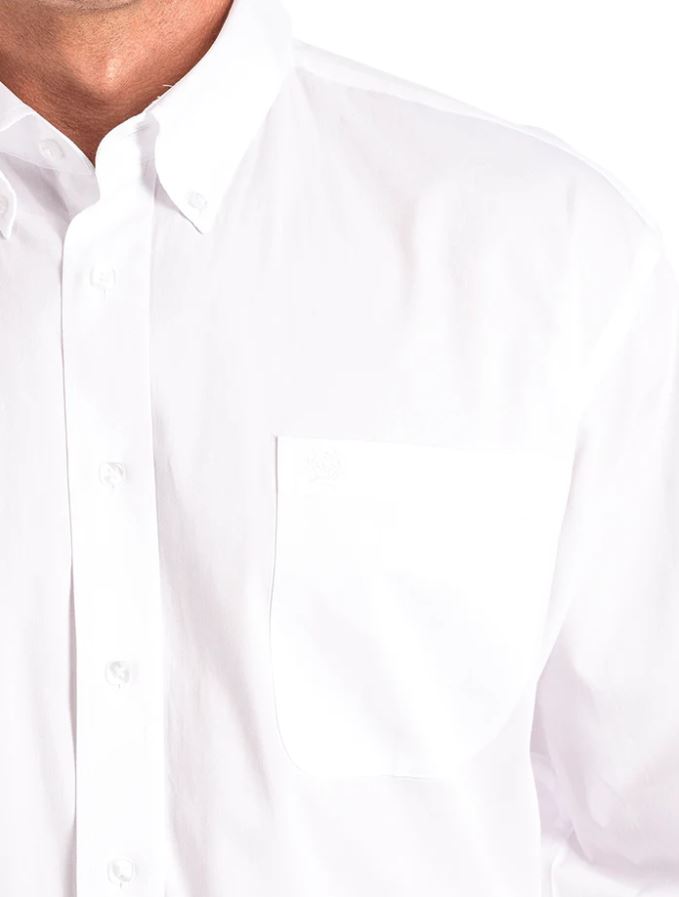 Men's Cinch MT10320020 Solid White Classic Fit Button Down Long Sleeve Shirt
