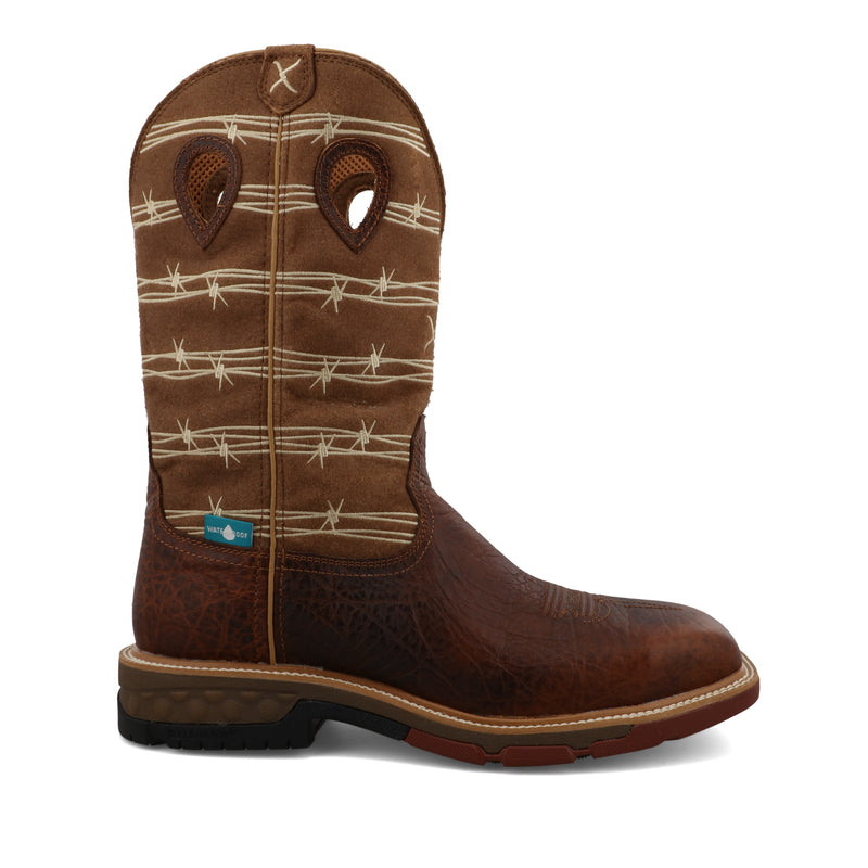 Twisted X MXBAW05 12" Rustic Brown & Lion Tan Square Toe Work Boot With CellStretch