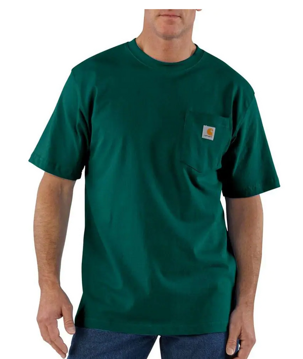 Carhartt K87-HTG Hunter Green Workwear Short Sleeve Pocket T-Shirt