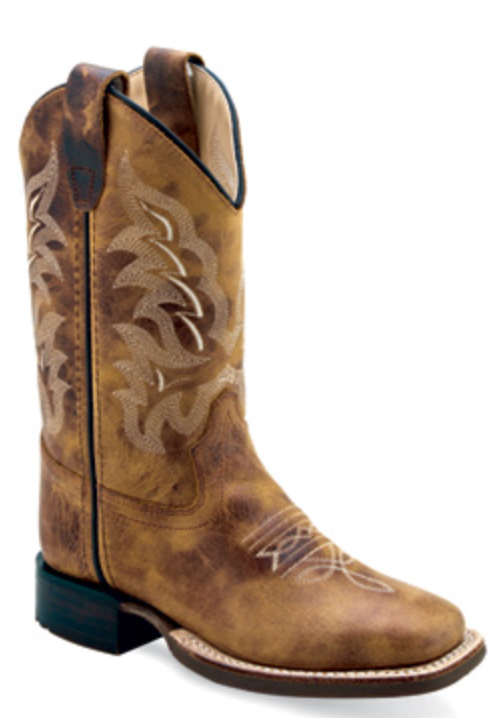 Children's Old West square toe boots in Burnt Tan.