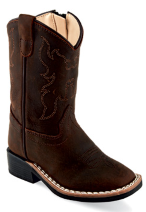 Infant Old West BSI1904 Brown w/Side Zipper Wide Square Toe