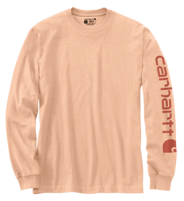 Carhartt K231-Q54 Pale Apricot Workwear Long-Sleeve Graphic Logo T-Shirt