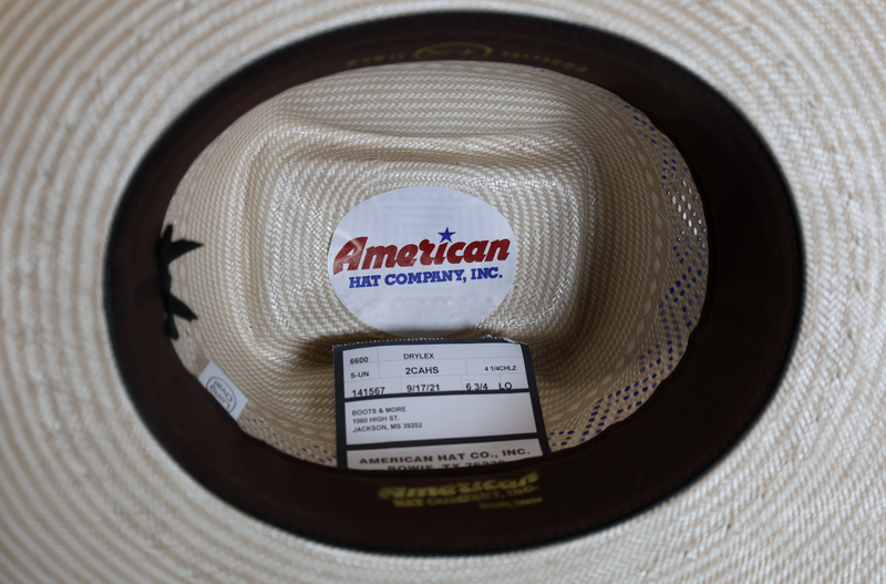 American 6600 Up North (UN) Crease Crown & 4 1/4" Rancher Crease Brim Drilex Sweatband Straw Hat