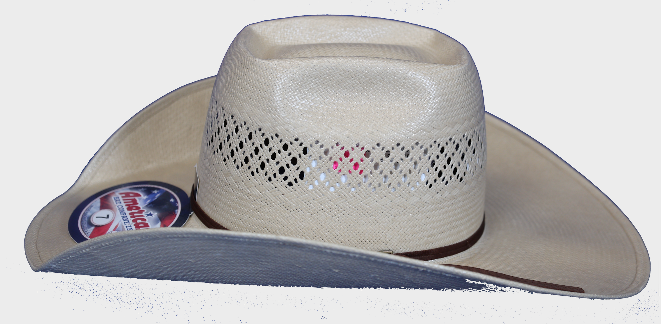 American Hat Company straw cowboy hat with Up North crown shape and Cool Hand Luke brim shape. Side View