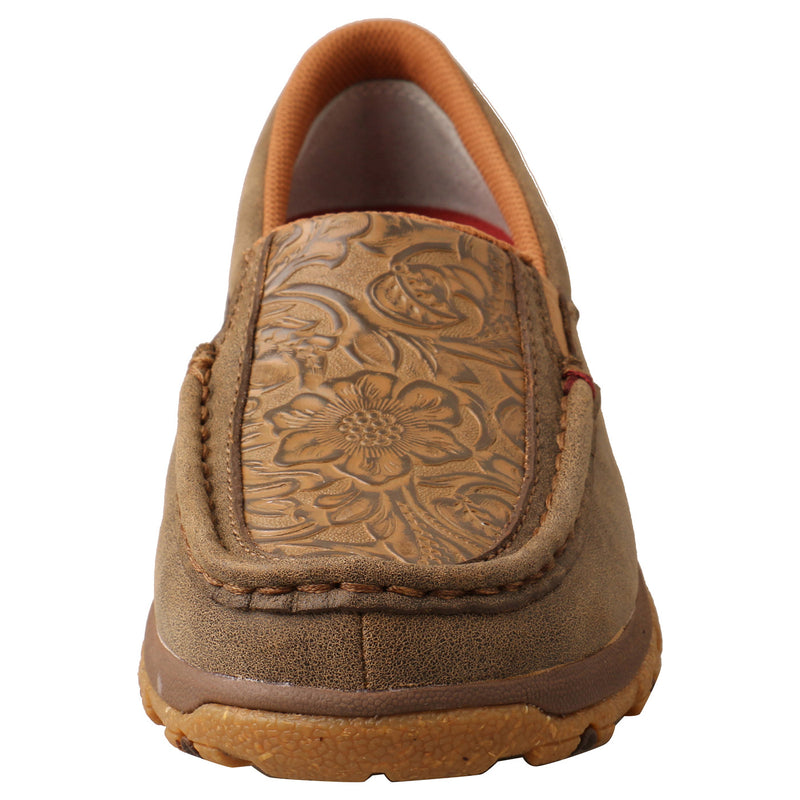Women's Twisted X WXC0013 Slip On Driving Moc with CellStretch Bomber & Tooled Brown